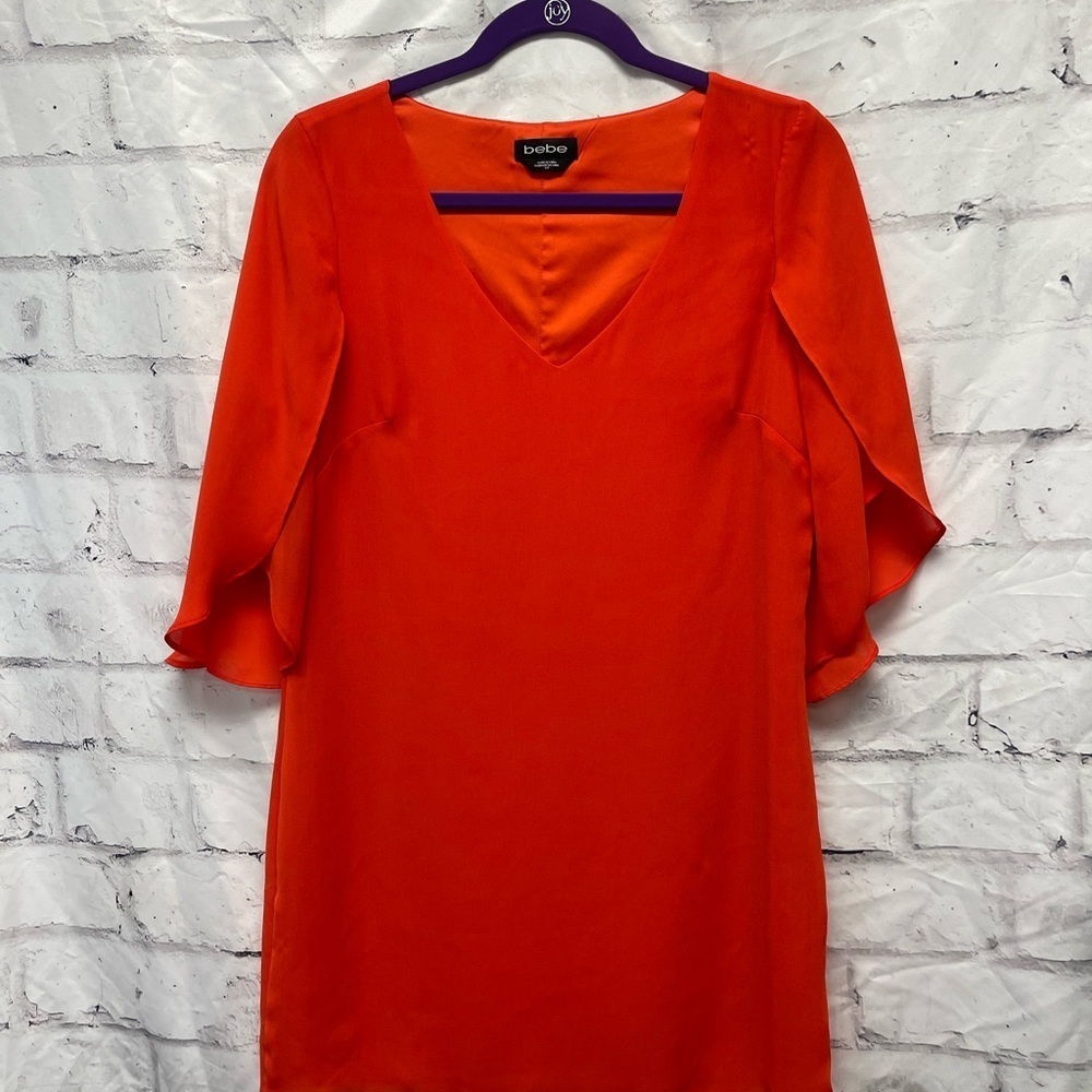 Bebe Orange Dress Dolman Tulip Sleeve
